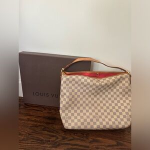 Authentic Louis Vuitton Delightful MM Damier Azur- hot pink lining